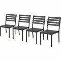 Global Industrial Stackable Outdoor Dining Armless Chair, Black, 4PK 436986BK